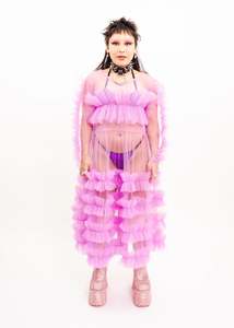 Tulle Ruffled Midi Dress- Sugarplum Purple