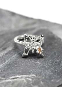 Butterfly ring- champagne cz
