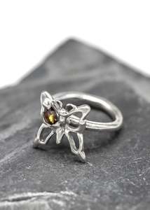 Butterfly ring- brown cz