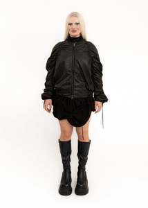 Masc Menswear: Ruched bomber jacket
