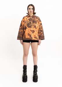 Awatea: Anahera Long Sleeve Hooded T-Shirt- bleached/ bedazzled