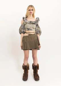 Awatea: Pīwakawaka wrap tennis skirt- khaki