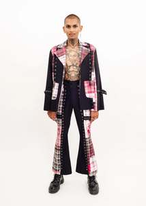 Clashing tartan suit