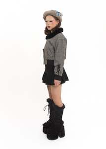 Airbrushed tartan winter hat- blue