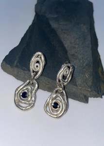Sapphire sworl earrings