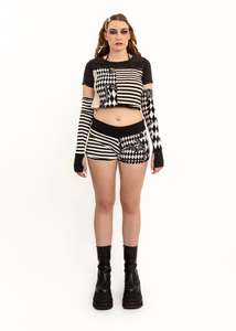 Banshee: Harlequin/ stripe mash up micro shorts