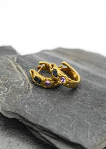 Gold vermeil gem hoop earrings