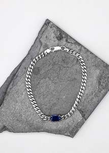Bracelets: Handmade Cuban link chain sapphire bracelet