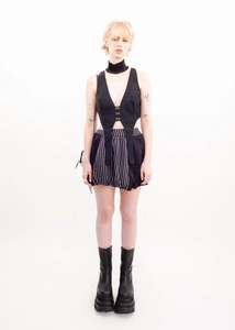 Bubble Skirt- black/ pinstripe panelled