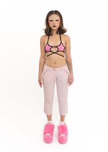 Jeans Pants: Pink gingham capris