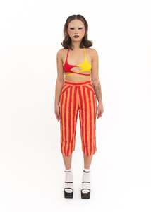 Jeans Pants: Striped pedal pushers/ capri pants