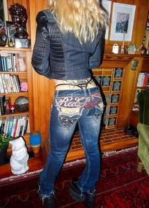 Jeans Pants: Engineered jeans with Union Jack embroidery