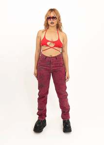 Jeans Pants: 90s retro patterned jeans