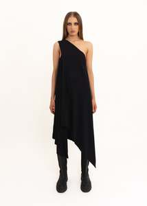 Asymmetric one shoulder drape dress