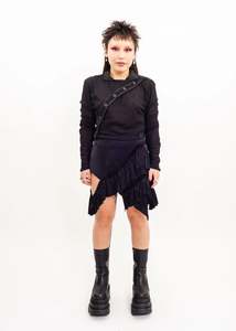 Independent Designer Outerwear: Sample mesh jacket with detachable tails