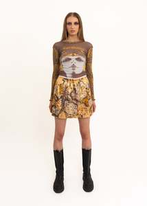 Metallic jacquard bubble skirt