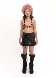 Gia vinyl mini skirt
