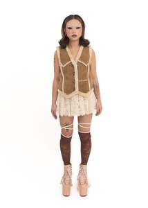 Vintage Tops: Suede/ sheepskin shearling vest