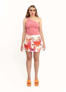 Vintage Tops: One shoulder o-ring mesh top