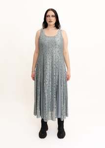 Lace maxi dress with godet pleats