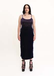 Velvet evening dress with glitter dot detail