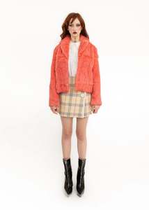 Apricot pink rabbit fur coat