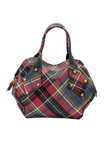 Heart shaped tartan leather bag