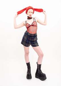 Kangaroo pouch tartan shorts