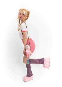 Knit Leg warmers- pink/ blue marle