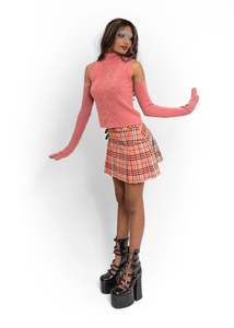 Cable knit vest with matching gloves