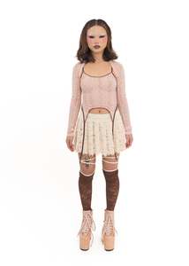 Pink lace garter singlet