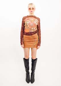 1998 vintage zodiac/ astrology print mesh top