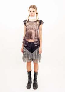 Mesh peplum frill top