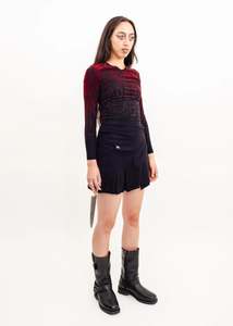 Velvet flocked 90s club kid blood splatter top