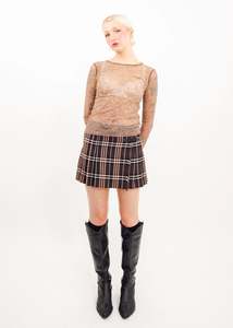 90s vintage lace print mesh top