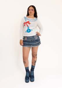 Orb necklace print graphic long sleeve top