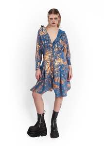 Vivienne Westwood 1: Asymmetric shirt dress with metallic foil accents