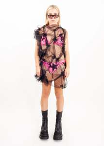 Tulle ruched mini dress