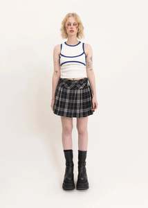 Spit Tank Top- White/ Blue