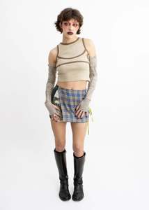Spitsubishi: Spit Tank Top- Beige/ Tan