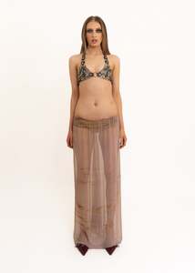 Sheer eco-dyed silk maxi skirt