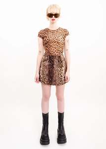 Leopard print mesh baby tee