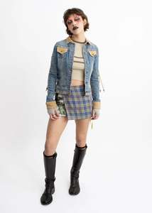 Hot Girl Halloween Edit: Y2k denim cowgirl jacket with suede accents