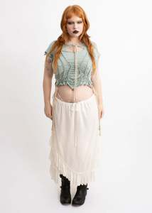 Hot Girl Halloween Edit: Fae keyhole braided short sleeve top- Sage green