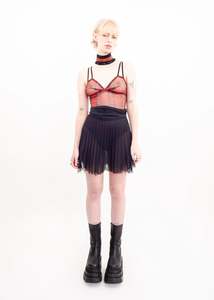 Hot Girl Holiday Edit: Sheer pleated raw hem mini skirt