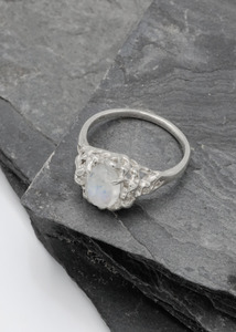 Sea Nymph Moonstone Ring- Bright Silver