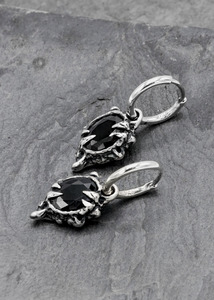 Jewellery: Primordial Hoop Earrings- Black CZ