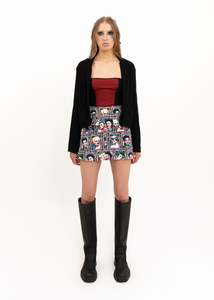 Wool knit jacket with tartan lining
