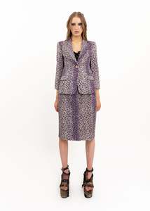 Leopard print two piece skirt suit