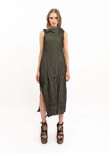 Bias cut crinkle textured dress